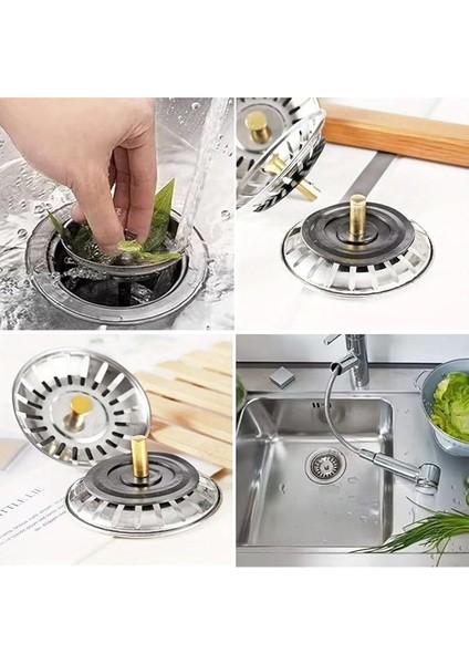 Paslanmaz Çelik Mutfak Evye Lavabo Süzgeci Lavabo Gideri Atık Gıda Tıpası fırsatları