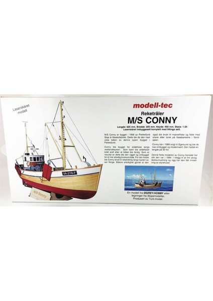 Türk Model 1/25 6010100 M/s Conny Iskandinav Balıkçı Teknesi, R/c Dönüşebilir, 62 Cm. Ahşap Model Kiti