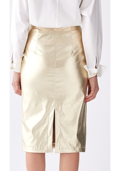 Yırtmaç Detaylı Kalem Etek Gold K1915053_076 fiyatları