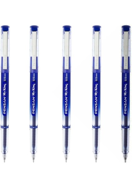 My King Iğne Uçlu Metal Klipsli Jel Tükenmez Kalem 0.5 mm Mavi - 5 Adet GNSRKFAZ914