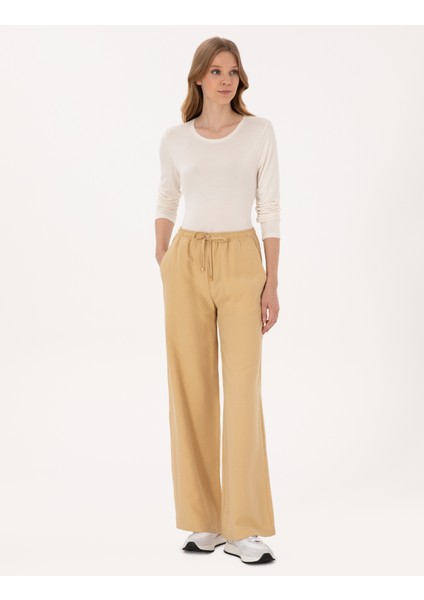 Kadın Kum Loose Fit Kanvas Pantolon 50318198-VR085
