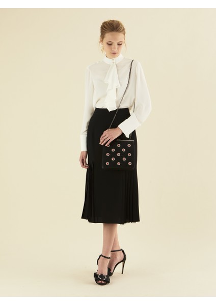 Pileli Yün Etek Siyah K1915005_001