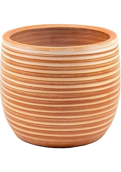 Tasarımı Ev Dekorasyon Yan Çizgi Desenli Terrakota Toprak Saksı Saksılık Salon Çiçeklik - 15 cm fiyatları