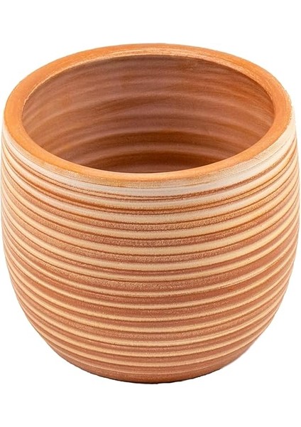 Tasarımı Ev Dekorasyon Yan Çizgi Desenli Terrakota Toprak Saksı Saksılık Salon Çiçeklik - 15 cm modelleri