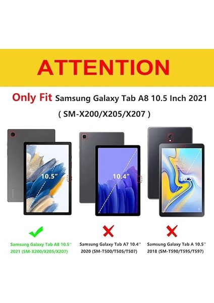 Samsung Galaxy Tab A8 10,5 Inç Için Kılıf, Poliüretan Deri Koruyucu Kılıf, Stant Fonksiyonlu Akıllı Kılıf Samsung Galaxy Tab A8 10,5 Inç SM-X200/X205/X207 2021 Tablet Için, Siyah fiyatları