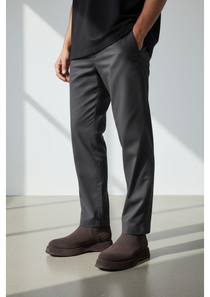 M22327 Marcomen Hakiki Süet Deri Erkek Kahverengi Süet Chelsea Bot