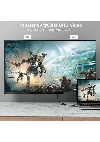 Displayport 1.4 - HDMI 2.1 Ultra Hd 8k Fiş - Soket Kablo 0,25M Dönüştürücü 8k @ 60Hz 4K @ 120Hz Displayport Pc ve HDMI Ekranlar Tv ile Uyumlu fırsatları
