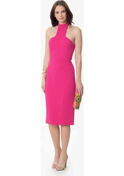 Boyun Ve Sırt Detaylı Elbise Fuşya Y1611060_003