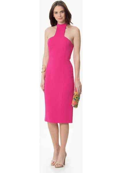 Boyun Ve Sırt Detaylı Elbise Fuşya Y1611060_003 fırsatları