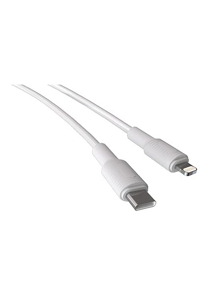Coral iPhone Uyumlu Type C-Lightning Pd Hızlı Şarj Kablosu (Beyaz + Beyaz Uç) (120 Cm)
