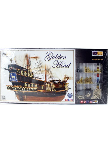 12003 1/85 Ölçek, Golden Hint, 64 Cm. Yelkenli Ingiliz Keşif Gemisi, Ahşap Model Kiti