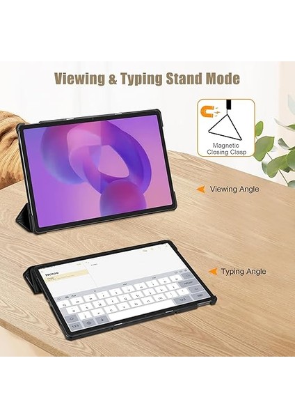 Lenovo Idea Tab Pro (TB373FU, TB375FC) 12,7 Inç 2025 Için Kılıf, Sert Ince Kılıf, Hafif Katlanır Kılıf, Lenovo Idea Tab Pro Tablet Kılıfı, Siyah indirimleri
