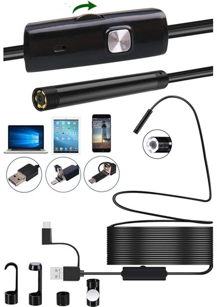 Endoskop Kamera Arama Motor Içi Su Geçirmez Aralara Girebilen Tesisat Kamerası (10 Metre)