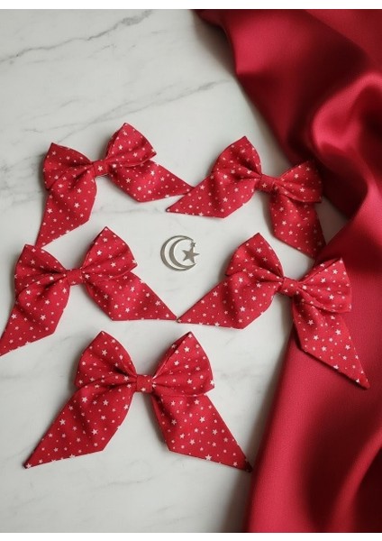 5 Adet 23 Nisan 29 Ekim 5 Adet Için El Yapımı Kırmızı Beyaz Yıldız Desen Fiyonk Toka