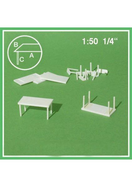 5520110 1/50 Ölçek, Ofis Masası -Köşe Için-Beyaz -10 Adet