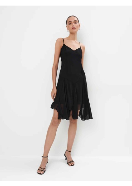 Alessi Straplez Askılı Regular Fit Siyah Renk Elbise