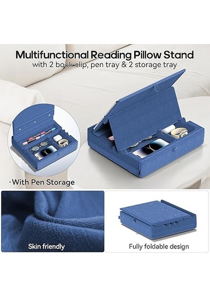 Kitap Standı Tutucu, Çok Açılı Görüntüleme Okuma Yastığı Standları, Kucak, Yatak, Masa ve Kanepe Için Düzenleyici Tepsili, I-Pad, Telefon, E-Okuyucu Için Katlanabilir Tablet Yastık Tutucu (4,7 fırsatları