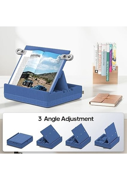 Kitap Standı Tutucu, Çok Açılı Görüntüleme Okuma Yastığı Standları, Kucak, Yatak, Masa ve Kanepe Için Düzenleyici Tepsili, I-Pad, Telefon, E-Okuyucu Için Katlanabilir Tablet Yastık Tutucu (4,7 indirimleri