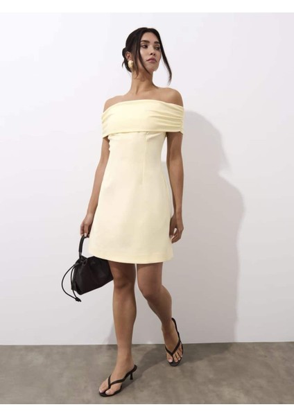 Xio Regular Fit Straplez Yaka Kısa Boy Sarı Renk Elbise fiyatları