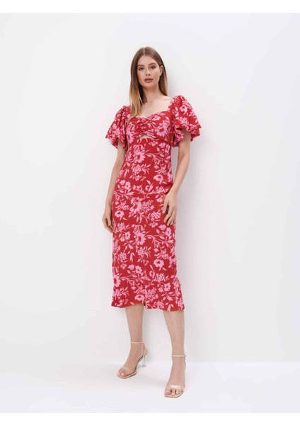 Karoi̇ Straplez Karpuz Kol Regular Fit Açik Kırmızıi̇ Renk Elbise