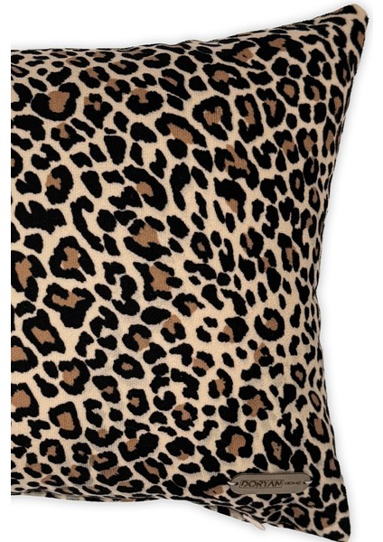 Leopar Bej Süet Dijital Baskılı Dikdörtgen Dekoratif Kırlent Kılıfı - Çift Taraflı Bej 50X35 modelleri