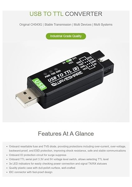 Endüstriyel USB Ttl Dönüştürücü Orijinal CH343G Çoklu Koruma Devreleri ile Teknede Çoklu Sistemleri Destek modelleri