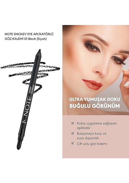 Smokey Eye Waterproof Aplikatörlü Göz Kalemi 01 Black, Siyah fiyatları