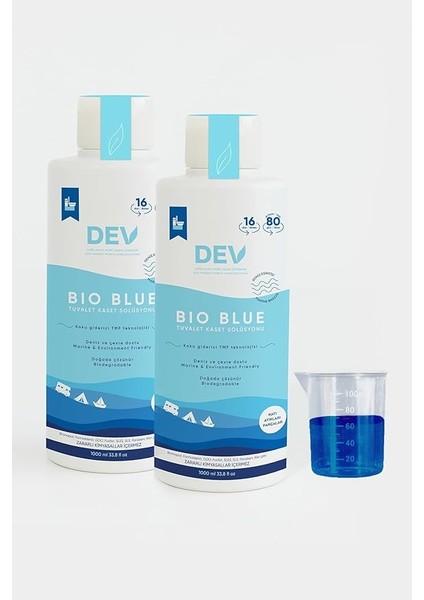 Bıo Blue 2'li Karavan Tekne Portatif Tuvalet Kimyasalı Mavi Atık Parçalayıcı 32DOZ Ölçek Hediye