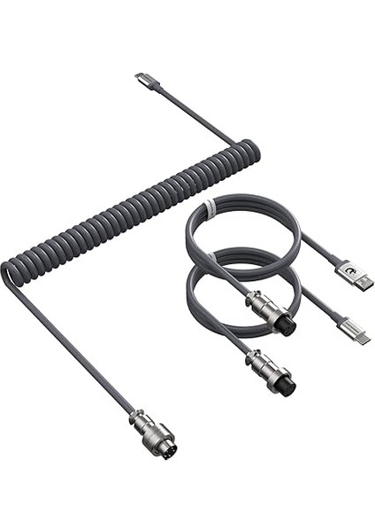 Shark C04 5 Pimli Metal Havacılık Fişli USB C Kablosu, Usb-A'dan Type-C'ye/type-C'den Type-C'ye, 1.62 Fit Uzatılabilir Tpu Kablo, Gri, Klavye/fare/telefon Için
