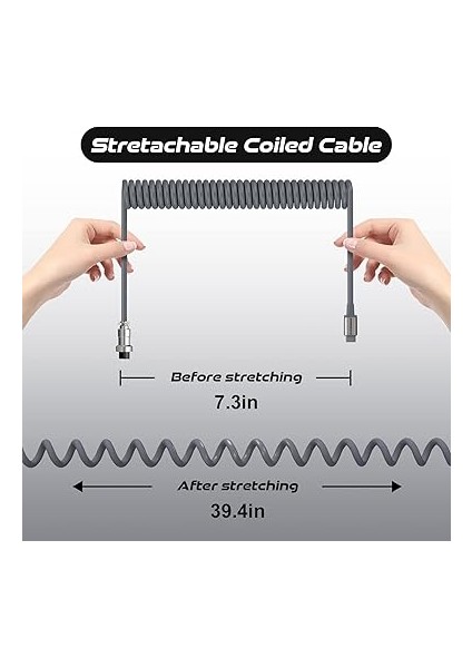 Shark C04 5 Pimli Metal Havacılık Fişli USB C Kablosu, Usb-A'dan Type-C'ye/type-C'den Type-C'ye, 1.62 Fit Uzatılabilir Tpu Kablo, Gri, Klavye/fare/telefon Için indirimleri