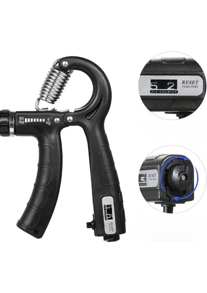 Zauss Sayaçlı El Yayı 60 kg – 5 kg Ayarlanabilir Bilek Kas Güçlendirici Siyah Renkli Ergonomik Tasarım modelleri