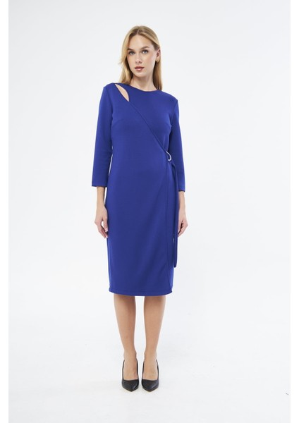 Picacy Yuvarlak Yaka Diz Altı Regular Fit Mavi Renk Elbise fiyatları