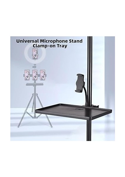 270 * 205MM Evrensel Mikrofon Standı Kelepçeli Tepsi Ses Kartı Tepsisi Mikrofon Stand Tepsisi Ses Kartı Telefon Tutacağı Çok Yönlü Tepsi Cep Telefonlu Ses Kartını Yerleştirmek Için Depolama modelleri