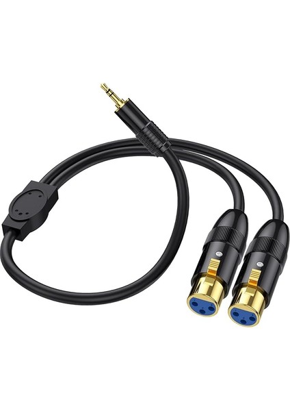 3.5mm Trs Xlr Mikrofon Y Splitte Dengeli Kablo Çift Dişi Xlr - 1/8 Inç (3.5mm) Erkek Sahne Yama Kablosu Dmx Kablosu Radyo Istasyonu, Hoparlör Sistemleri, Sahne Aydınlatma (0.5M/1.65FT)