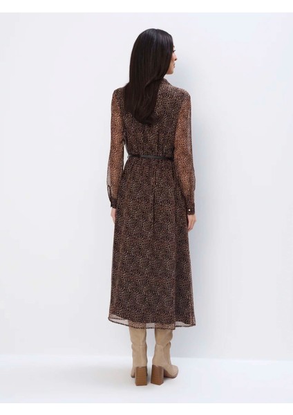 Kaa Regular Fit Gömlek Yaka Uzun Boy Kahverengi Renk Elbise indirimleri