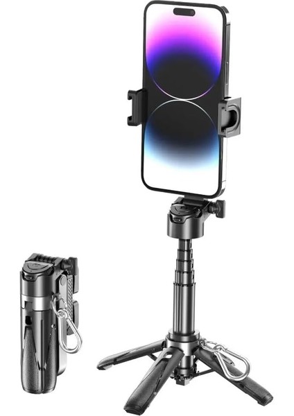 Mini Selfie Çubuğu Tripod Bluetooth Uzaktan Kumandalı 360' Dönebilen Çok Amaçlı Tripod