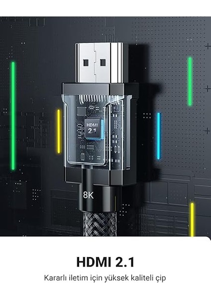 8k HDMI 2.1 Kablo Desteği HDR10, Earc, Ps5 Için 3d, Xbox S, Monitör Vb (1m), Gri modelleri