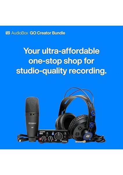 Audiobox Go Creator Bundle, Profesyonel Kayıt Seti (Ses Kartı, Kulaklık, Mikrofon ve Yazılım) modelleri