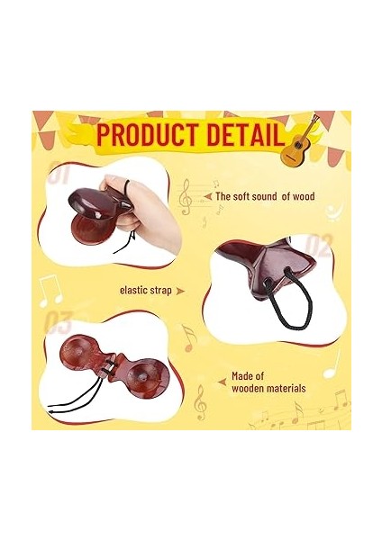 1 Çift Ispanyol Castanyets Flamenko Kastanyetleri Yaklaşık 8,8x6,5x3 cm Geleneksel Ahşap El Perküsyon Kastanyetleri (Kahverengi) fiyatları