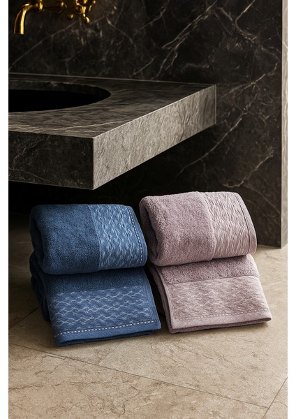Yüksek Su Emici Microcotton Iplik 2 Adet 50X90 2 Adet 70X140 2 Takım Banyo Havlusu