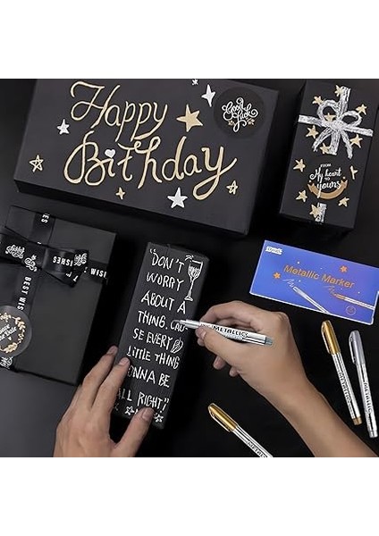 Metalik Boya Markör Kalemleri, 6 Adet Boyama Kalemi, Su Geçirmez ve Hızlı Kuruyan Metalik Kalıcı Işaretleyiciler, Scrapbooking, Kumaş, Dıy Fotoğraf Albümü, Altın ve Gümüş Için indirimleri