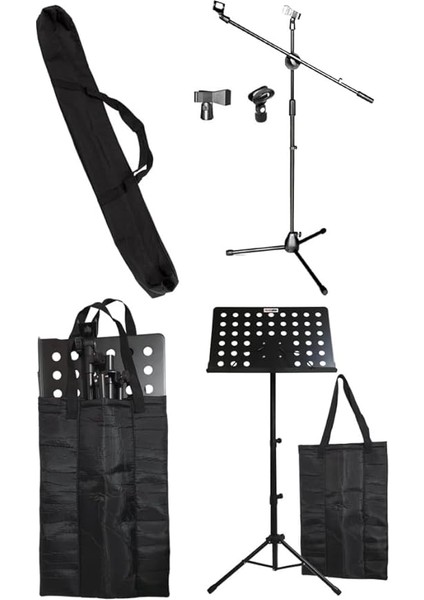 NT104-MS06 Nota Standı Sehpası + Mikrofon Sehpası Paketi (Taşıma Çantaları Hediye)