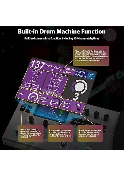 Çok Efektli Pedal, M Vave Gitarlar Efekt Işlemcisi 120 Amp Modeli Davul Makinesi Döngü Mıdı Arayüzü Re Amp Bas Aksesuarları Çok Efekt fırsatları