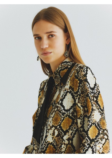 Boyun Ve Yaka Detaylı Desenli Günlük Elbise Standart Renk K2011065_089 modelleri