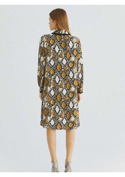 Boyun Ve Yaka Detaylı Desenli Günlük Elbise Standart Renk K2011065_089 fırsatları