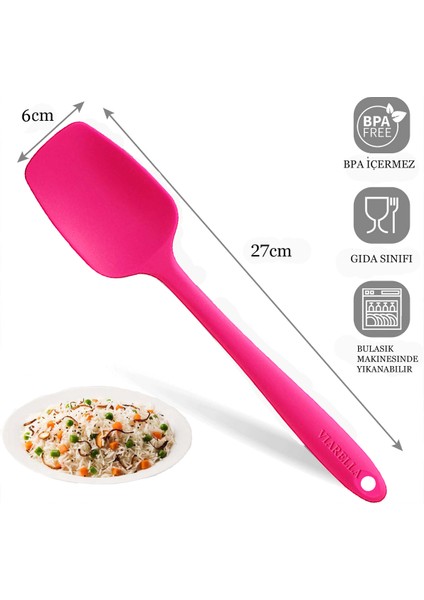 Silikon Kaşık Seti 4lü Büyük Boy Yanmaz Yapışmaz Çizmez Mor-Fuşya-Gri-Kırmızı 27cm modelleri