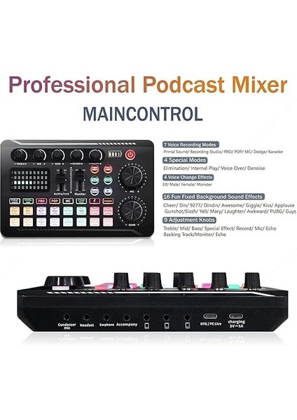 Podcast Mikrofon Paketi, F998 Canlı Ses Kartı Kiti ile BM-800 Kondansatör Mikrofon, Pc Telefon Stüdyo Kaydı ve Yayıncılığı Için Ses Değiştirici ve Mikser F998+SIYAH Mikrofon+Tripod fırsatları