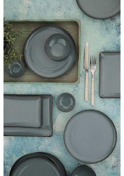 Porselen Moderna 14 Parça 6 Kişilik Kahvaltı Takımı, Mavi fiyatları