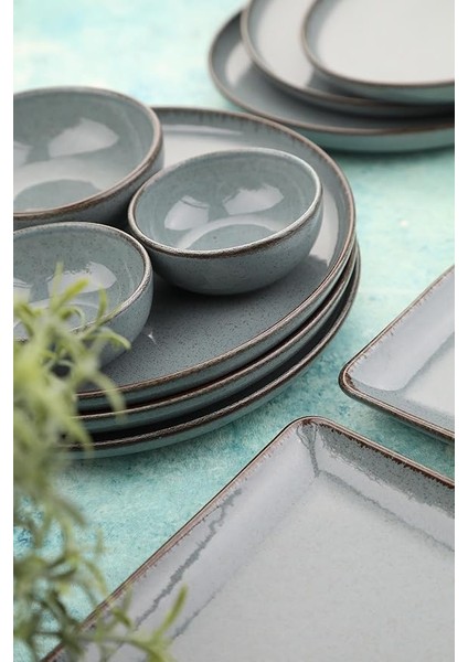 Porselen Moderna 14 Parça 6 Kişilik Kahvaltı Takımı, Mavi indirimleri