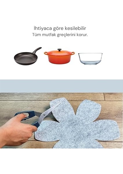 12'li Set Tava Tencere Koruyucu ve Düzenleyici Keçesi (Gri) fırsatları